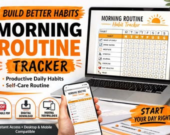Morning Routine Habit Tracker | Minimal Daily Wellness Journal (PDF ...