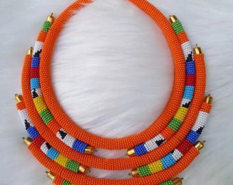 Handgemaakte statementketting Maasai-kralen, Afrikaanse tribale etnische sieraden