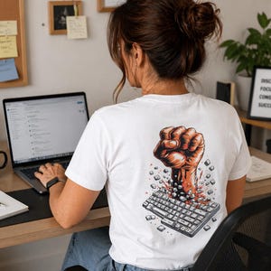 Camiseta "Aplasta el teclado" / Camiseta divertida de programador con humor sobre programación.