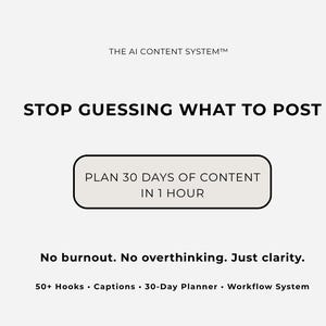Sistema de contenido con IA / 30 marcos de sugerencias, sistema de flujo de trabajo para gestores de redes sociales (descarga digital)