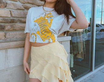 Butter Yellow Ruffle Mini Skirt