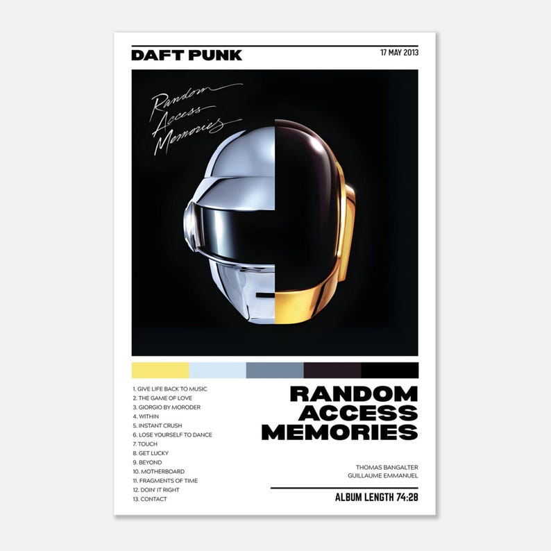 Daft Punk Random Access Memories Poster | Electronic Album Cover Print ...