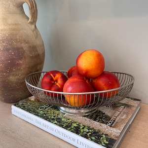 Vintage Silverplate Oval Wire Fruit Basket