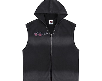 Débardeur délavé à capuche zippé Lover vintage