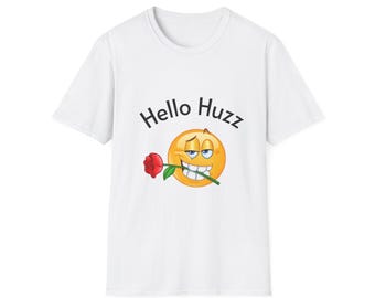 Camiseta Hello Huzz con emoji de rosa / camiseta gráfica coqueta con carita sonriente