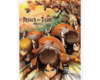 Póster enrollado con ilustraciones de Attack on Titan / Decoración de pared de anime
