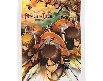 Manta de terciopelo con personajes de Attack on Titan / Manta del Regimiento de Exploración de Anime