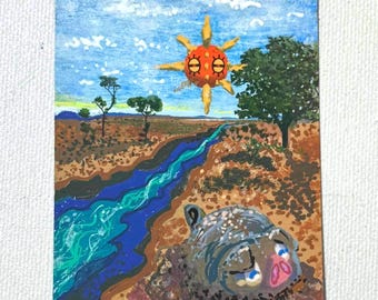 Sol calentando a Lechonk en un baño de barro.