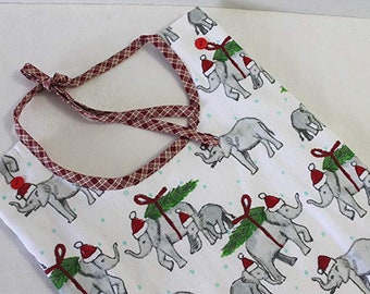 Christmas Elephants Adult Sized Bib Special Needs Commuter Makeup