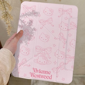 Pink Hello Kitty Bow 720 Rotating Magnetic Detachable iPad Case, Y-Shape Multi-Fold Stand, iPad 11th Gen 2025 11in Case, iPad Air 11" Case