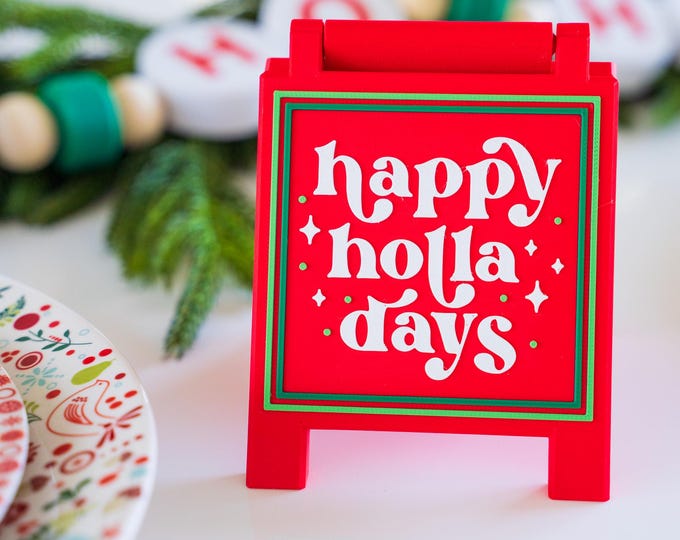Happy Holla Days Tray Sign - Christmas Decoration - Gift for Christmas - Christmas Tray Decor - Happy Holidays Gift