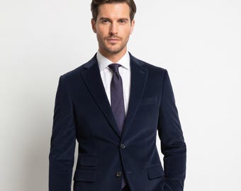 Navy Blue  Pinstripe 2 Piece Suit – Slim Fit, Wedding, Formal Office Wear