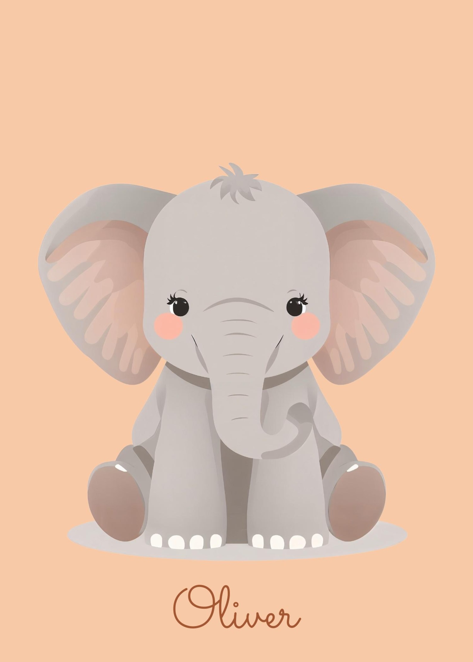 Personalised Elephant Nursery Print, Custom Baby Name, Safari Wall Art ...