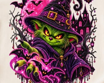 Halloween PNG Witch Haunted House Spooky Season Sublimation, Retro Gothic Halloween Shirt Design, Dark Witchy Digital Download