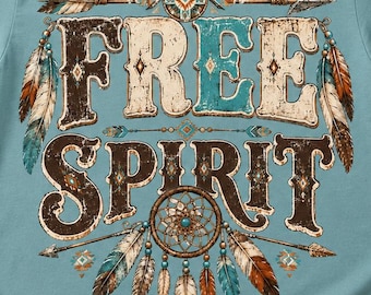 Free Spirit PNG, Boho Western Arrow Design, Native Feather Shirt PNG, Sublimation Design, Digital Download, Instant Download PNG