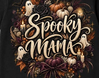 Halloween PNG, Spooky Mama PNG, Ghost Pumpkin PNG, Spooky Season, Halloween Shirt Design, Gothic Sublimation, Digital Download