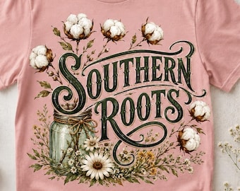 Southern Roots PNG, diseño de casa de campo de algodón, camisa campestre PNG, diseño de sublimación, descarga digital, descarga instantánea PNG