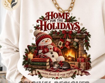 Snoopy Christmas Home For The Holidays PNG, Vintage Christmas PNG, Cozy Holiday PNG, Snowman Christmas PNG, Christmas Shirt PNG