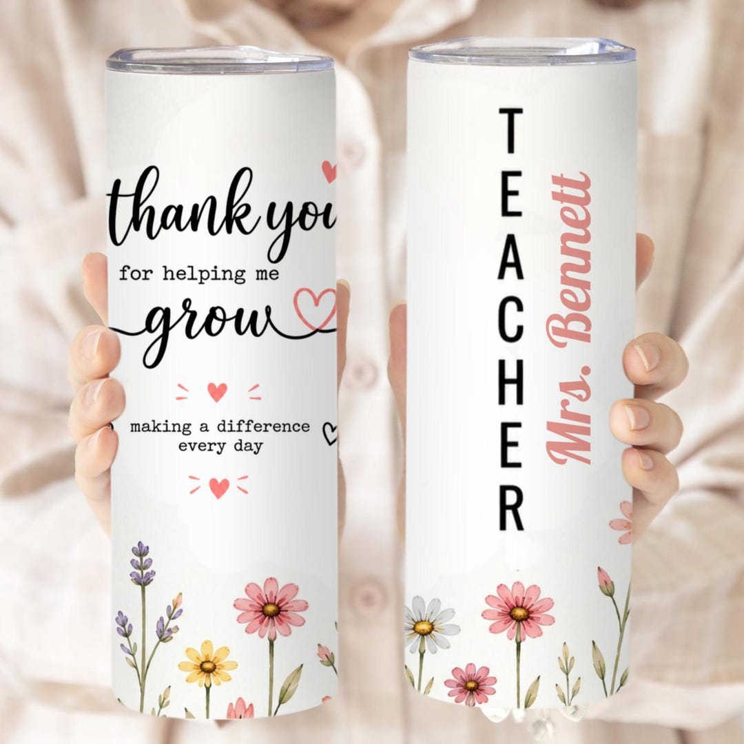 Personalized Teacher Appreciation Gift Tumbler: Teacher Tumbler Back to ...