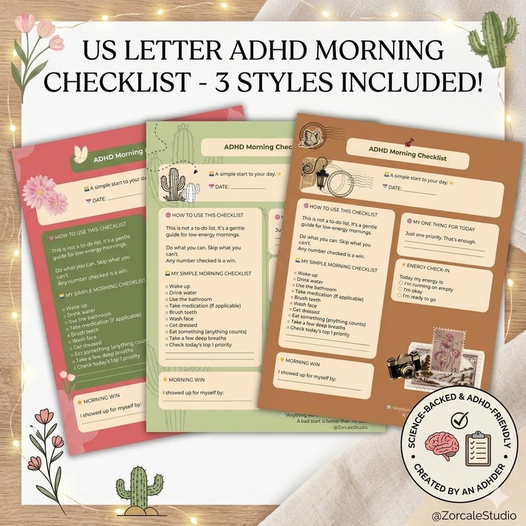 ADHD Morning Checklist | Simple Daily Routine | Low Energy Morning ...