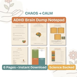 ADHD Brain Dump Notepad | Chaos to Calm System | Printable Thought Organizer | Executive Function Tool | Digital Download