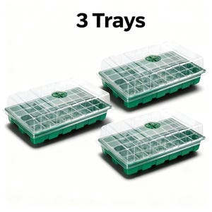 3 bandejas para germinar semillas con cúpula de humedad - Kit de bandeja propagadora de 40 celdas, bandejas de germinación para invernadero con tapa para jardinería de interior