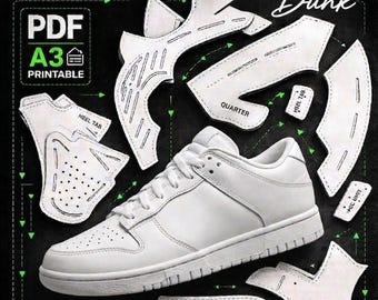 DIY low-top sneaker pattern Pdf –skate/basketball style shoe making template –beginner shoemaking guide  sizes Us 6–14 (No Us 13)/ Eu 39–48
