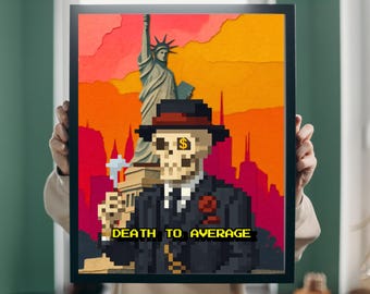 Pixel Skull Poster – Motivational Hustle Art, Entrepreneur Mindset Print