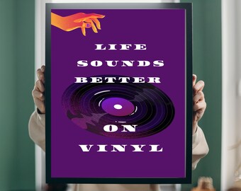 Life Sounds Better On Vinyl Poster | Retro Music Wall Art, Record Print