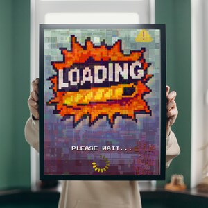 Retro Gaming Poster – Pixel Art, Glitch, Ladedruck