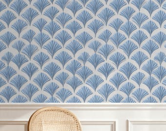 Blue Geometric Wallpaper | Art Deco | Powder Gingko