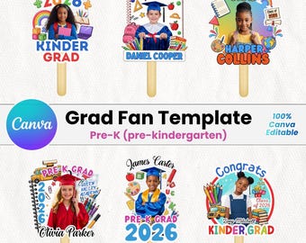 Pre-K & Kindergarten Graduation Fan Bundle | Little Graduate Celebration Set | Cute Grad Photo Props | Class of 2026 Keepsake