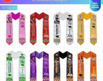 10 Kids Graduation Stole Bundle | Class of 2026 Preschool & Kindergarten Collection | Children's Sash Layouts | Junior Milestone Keepsake