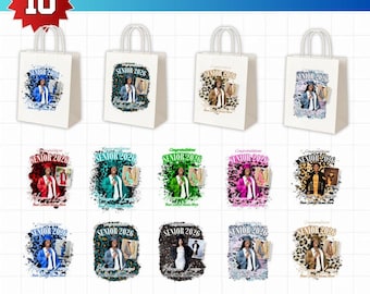 Graduation Gift Bag Bundle | 10 Designs Canva Editable | Senior 2026 Custom Photo Gift Bags | Leopard Print Grad Party Favor