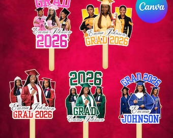 Graduation Fan Templates – Class of 2026 Canva Bundle | Personalized Photo Fans | Digital Download | EDITABLE