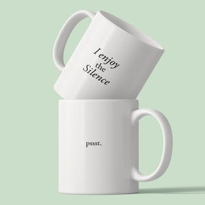 I Enjoy The Silence / shhh. – Ceramiczny kubek z wyrazistym akcentem | Kubek do kawy dla miłośników pokoju