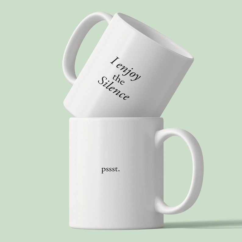 I Enjoy The Silence / pssst. – Statement ceramic mug with a twist | Coffee mug for those who love peace and quiet image 1