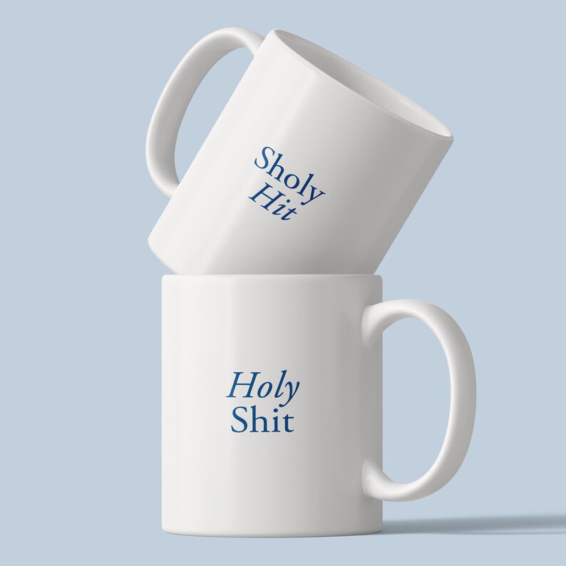 Sholy Hit / Holy Shit – Wordplay Mug – Statement ceramic mug with a surprise effect image 1