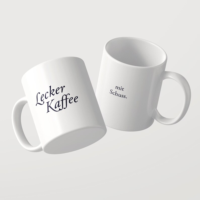 Delicious coffee / with a shot. – Statement ceramic mug with a twist | Coffee mug with a saying image 4
