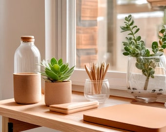 Minimalist Eco-Friendly Home Office with Sustainable Desk Accessories