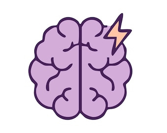 Symbols representing ADHD, autism, dyslexia — brain with spark, infinity loop, sensory wave. Style: flat, pastel, rounded corners.