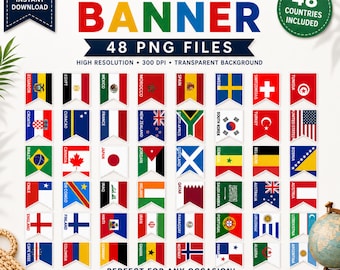 Printable World Cup 2026 Flag Banner with All 48 Qualified Countries (PDF Download)