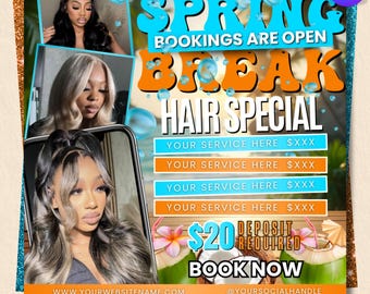 Spring Break Flyer, März-Buchungen, bearbeitbare Frühlings-Glam-Flyer-Vorlage, Frühlings-Flyer, Jetzt-Flyer, Canva-Vorlage Sofort-Download