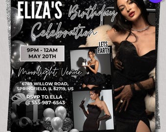 Geburtstagsfeier-Flyer, Geburtstags-Flyer, Stier-Flyer, Party-Flyer, Geburtstagsparty-Einladung, Mädchen-Geburtstags-Flyer, Geburtstags-Bash, Canva bearbeitetbar