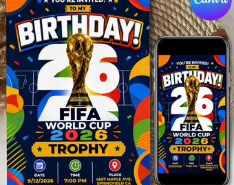 Soccer World Cup Birthday Invitation, Mexico Theme, Editable Canva Template (Digital Download)