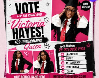 Homeroom Queen Wahlzettel, bearbeitbare Canva-Vorlage