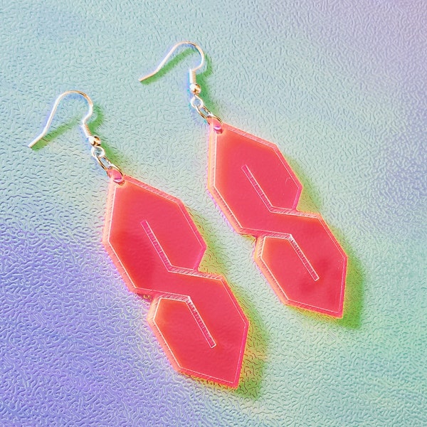 Fluorescent Pink Super Cool S Earrings