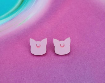 Pastel Moon Cat Earrings