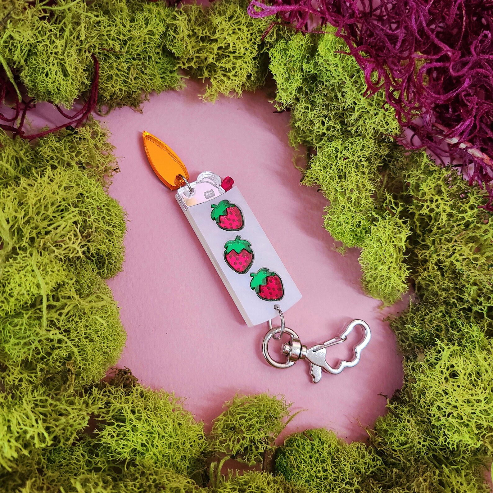 Strawberry Lighter Keychain Etsy