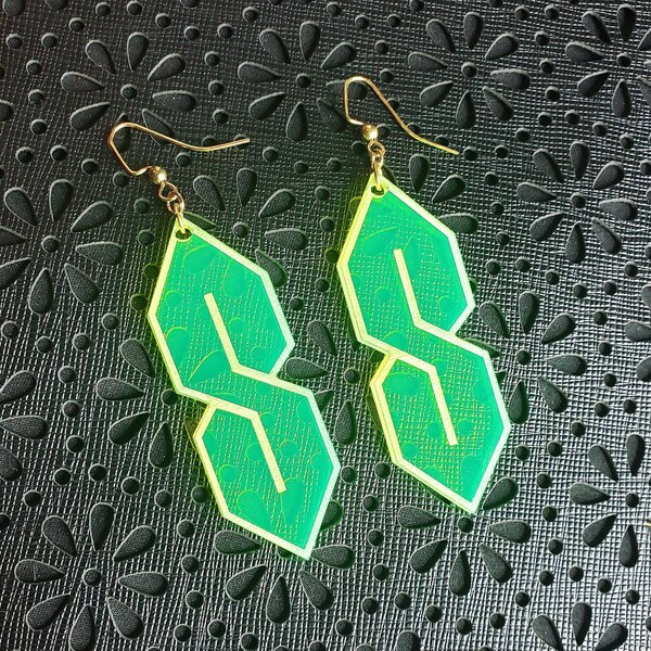 Fluorescent Green Cool Super S Earrings 90s